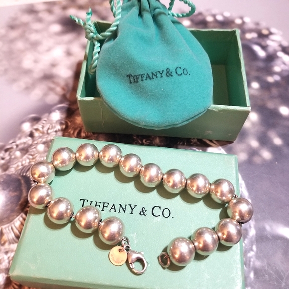 HPπ Authentic TIFFANY & CO Sterling Silver 10mm Ball Bracelet π - Picture 2 of 8